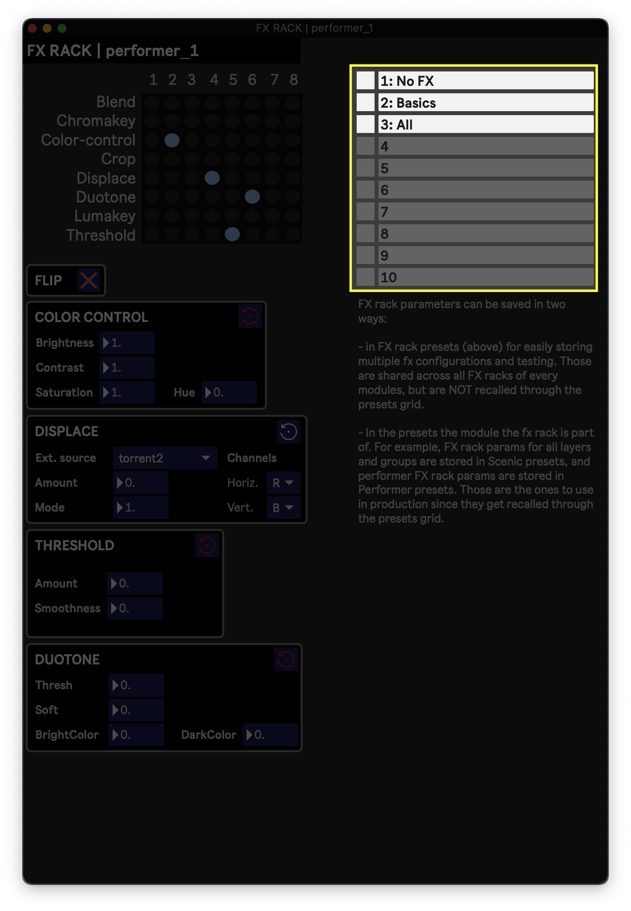 FX Rack presets