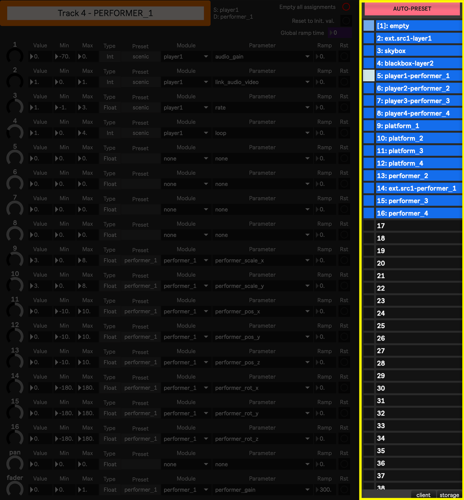 Macro control presets